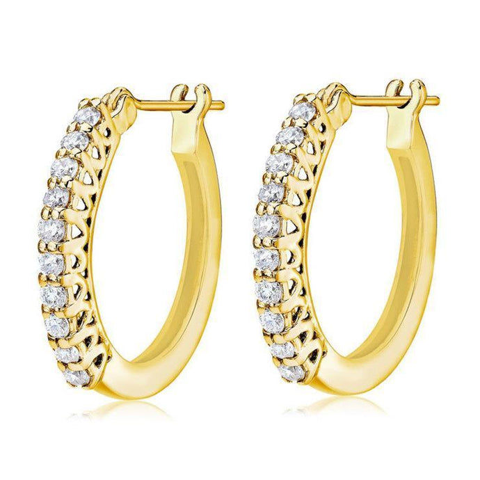 Hoop Earring Geel gouden sieraden 2 karaat ronde geslepen diamant - harrychadent.nl