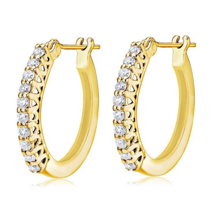Hoop Earring Geel gouden sieraden 2 karaat ronde geslepen diamant - harrychadent.nl