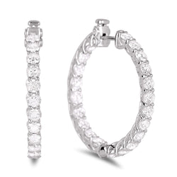 Hoop Earring Wit goud 4.10 karaat prachtige ronde geslepen diamant