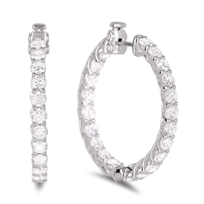 Hoop Earring Wit goud 4.10 karaat prachtige ronde geslepen diamant - harrychadent.nl