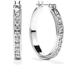 Hoop Earring goud wit 14K 3 karaat ronde geslepen diamanten vrouwen