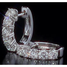 Afbeelding in Gallery-weergave laden, Hoop stijl oorbellen ronde diamant wit goud 14K - harrychadent.nl
