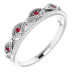 Huwelijksjubileum Band 0,50 karaat antieke stijl Ruby vrouwen sieraden