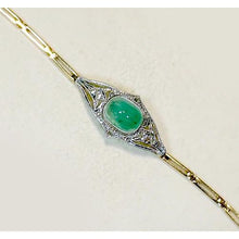 Afbeelding in Gallery-weergave laden, Jade Cobochon armband met diamanten 6,50 Ct tweekleurig goud 14K
