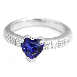 Jubileum Edelsteen Ring Hart Saffier Met Diamanten Accenten 2 Karaat