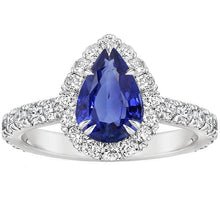 Afbeelding in Gallery-weergave laden, Jubileum Halo Blauwe Saffier Ring 4.50 Karaat &amp; Pave Set Peer - harrychadent.nl

