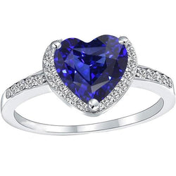 Jubileum Halo Ring Hart Diepblauwe Saffier 3.50 Karaat Diamanten