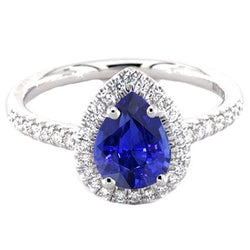 Jubileum Halo Ring Peer Blauwe Saffier & Diamanten 3,25 Karaat