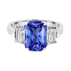 Jubileum diamanten ring 3 karaats klauwtand set Ceylon saffier goud