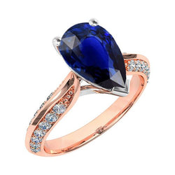 Jubileum peer Srilankaanse saffier ring met accenten 5,50 karaat