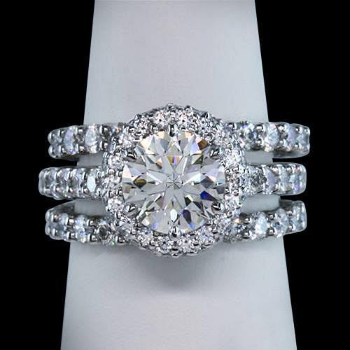 Jubileum Ronde Echt Diamanten Damesring 3 Rijen 2,76 Karaat Witgoud 14K