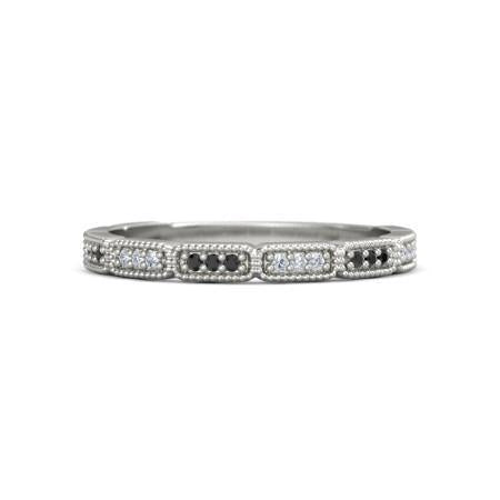 Jubileumband 0,54 karaat zwarte diamanten Vintage witgoud 14K - harrychadent.nl