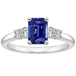 Jubileumring 5 Stenen Smaragd Blauwe Saffier & Diamant 4 Karaat
