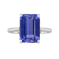 Jubileumring Emerald Sapphire & Diamond 4 karaat taps toelopende schacht