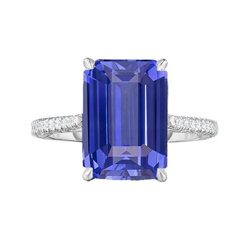 Jubileumring Emerald Sapphire & Diamond 4 karaat taps toelopende schacht - harrychadent.nl