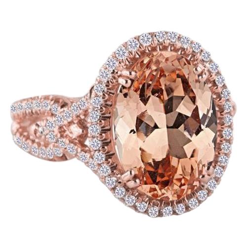 Jubileumring Halo 14 kt Morganiet en diamanten roségoud - harrychadent.nl