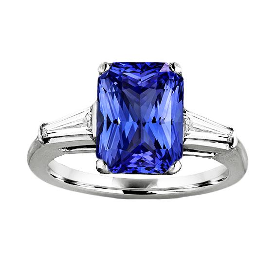 Jubileumring Radiant Cut Sapphire & Baguette Diamonds 3,50 Carats - harrychadent.nl