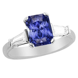Jubileumring voor dames 3 karaat stokbrood diamanten Ceylon saffier
