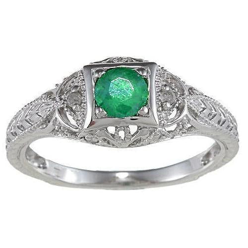 Jugendstil sieraden nieuwe ronde geslepen groene smaragd diamanten ring