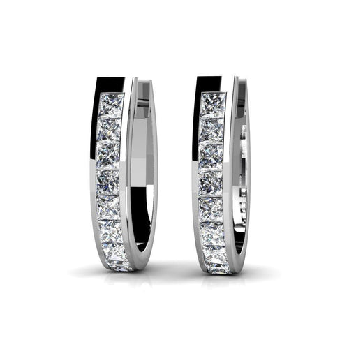 Kanaal set 2.40 ct Princess Cut Diamonds hoepel oorbellen wit goud 14K - harrychadent.nl