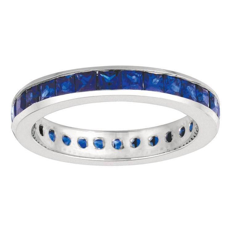 Kanaalinstelling 2.80 karaat Princess Sapphire Eternity Ringband WG 14K - harrychadent.nl