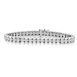 Tennisarmband met kanaalzetting, 9 karaat, rond geslepen, natuurlijke uit de aarde gewonnen diamanten, Witgoud