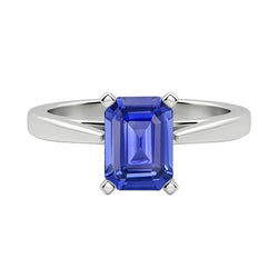 Kathedraal Instelling Ceylon Sapphire Solitaire Smaragdvormige Ring