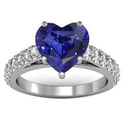 Kathedraal instelling blauwe saffier diamanten ring ronde accenten