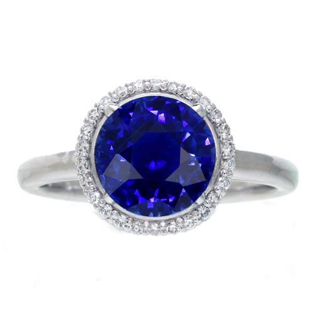 Klassieke Halo Sapphire Verlovingsring Edelsteen Sieraden 4.50 Karaat - harrychadent.nl