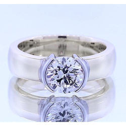 Klassieke stijl 1 karaat ronde diamanten halve ring voor heren