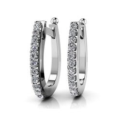 Klassieke 2,20 Ct Ronde Geslepen Echt Diamanten Dames Hoepel Oorbellen Wit Goud 14K