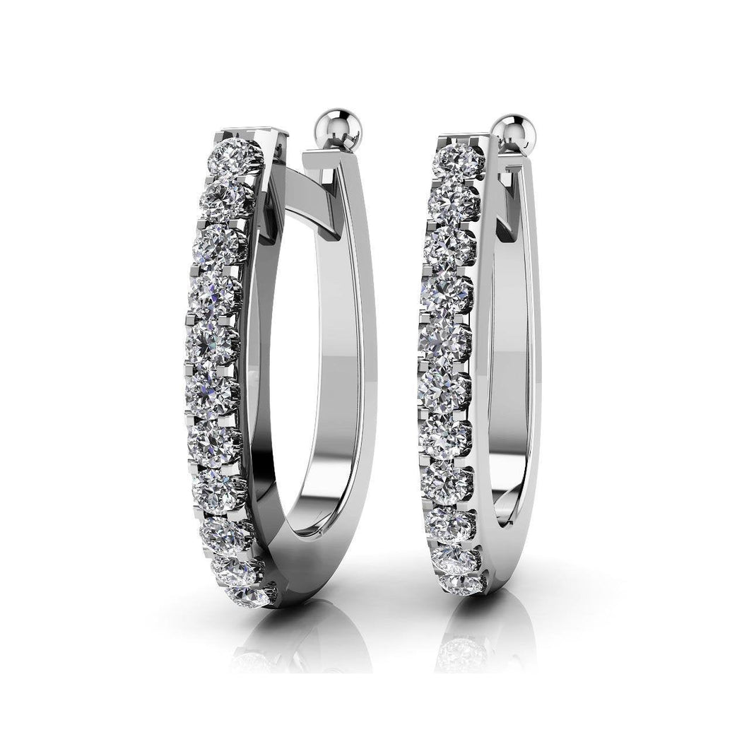 Klassieke 2,20 Ct Ronde Geslepen Echt Diamanten Dames Hoepel Oorbellen Wit Goud 14K