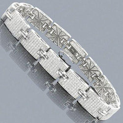 Kleine ronde 17,50 karaat diamanten schakelarmband voor heren 14K WG Nieuw