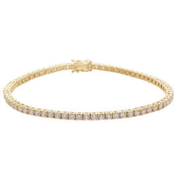 Kleine ronde geslepen diamanten tennisarmband van 3,50 karaat goudgeel 14K