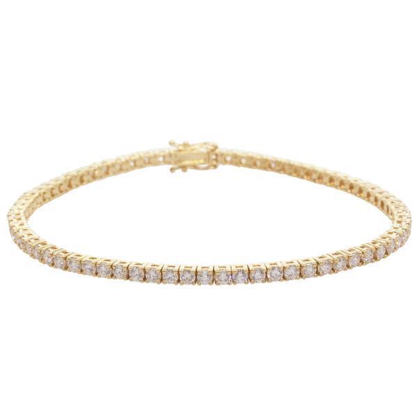 Kleine ronde geslepen diamanten tennisarmband van 3,50 karaat goudgeel 14K - harrychadent.nl