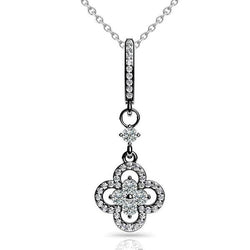 Kostbare Bloemblaadjes Ronde Vormige Echt Diamanten Hanger Ketting 0,91 Ct. Wg 14K