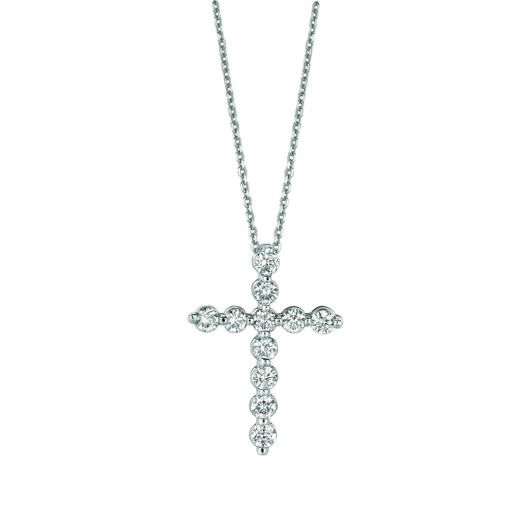 Kruis Echt Diamanten Halsketting Hanger 1,11 Karaat 14K Witgoud