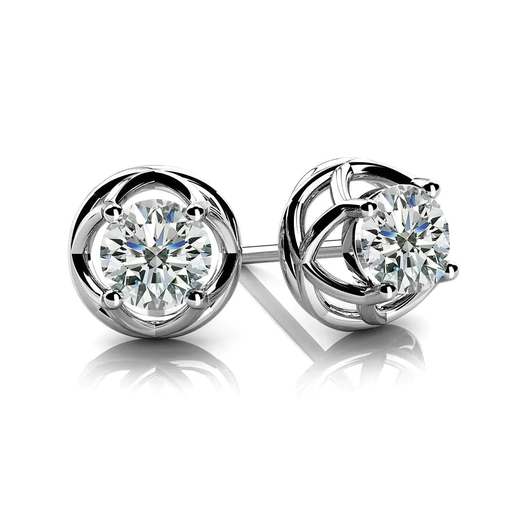Kruiselings Solitaire Oorbel 2 Karaat Fonkelende Ronde Echt Diamant Witgoud