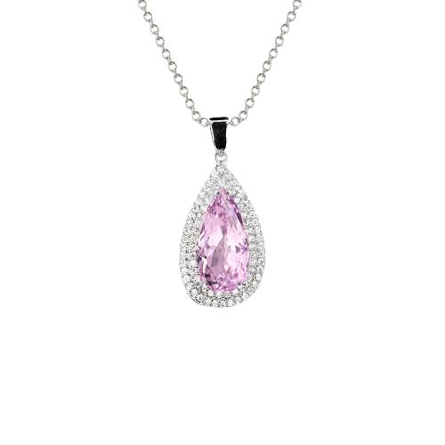 Kunziet met diamanten halsketting hanger wit goud 14K 11.50 Ct - harrychadent.nl
