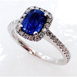 Kussen Ceylon Sapphire Diamanten Ring Gouden Sieraden 3.00 Ct