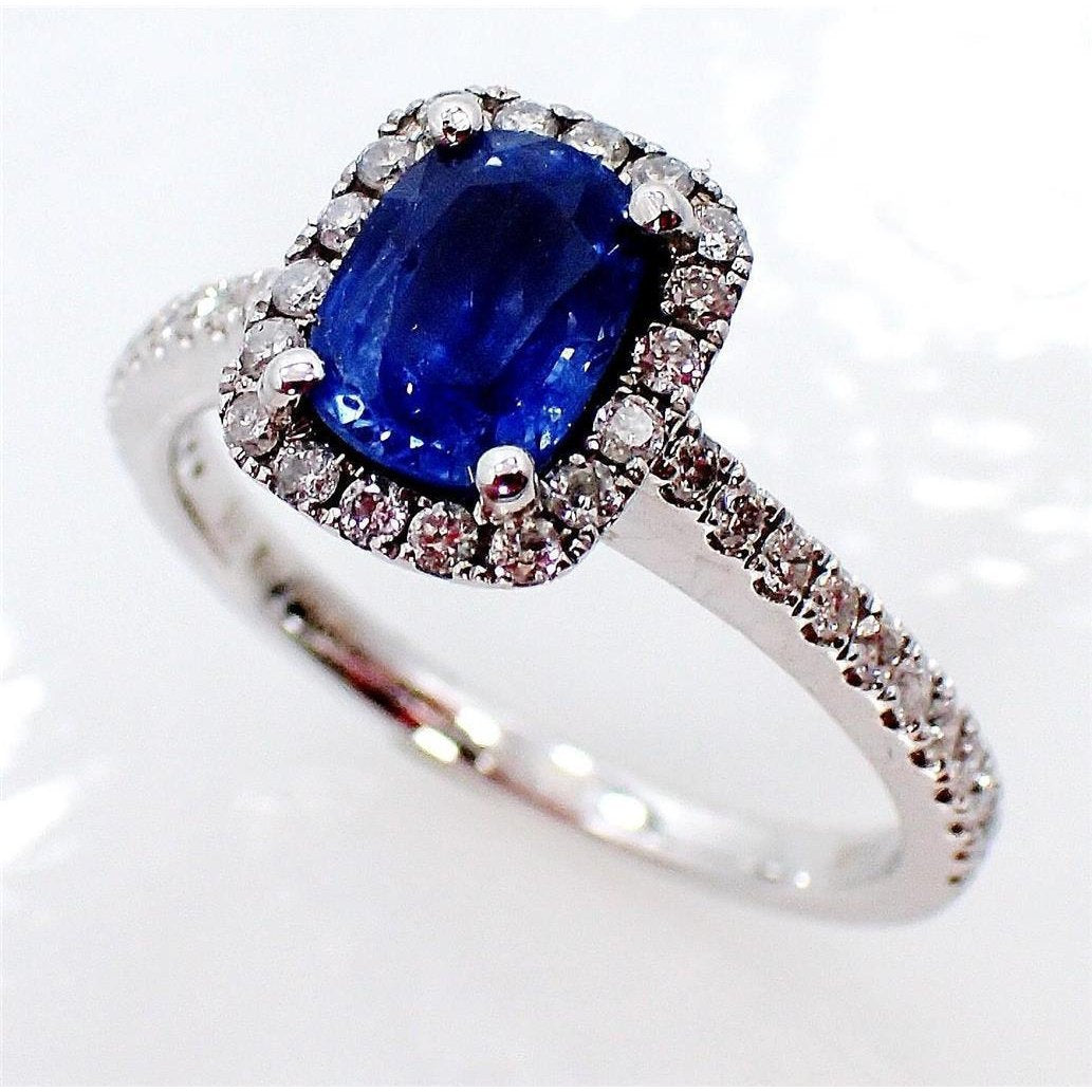 Kussen Ceylon Sapphire Diamanten Ring Gouden Sieraden 3.00 Ct - harrychadent.nl