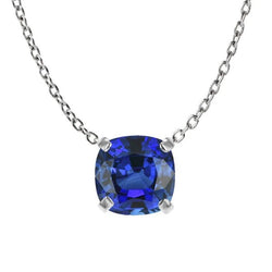 Kussen Ceylon Sapphire Solitaire hanger met ketting 3,50 karaat