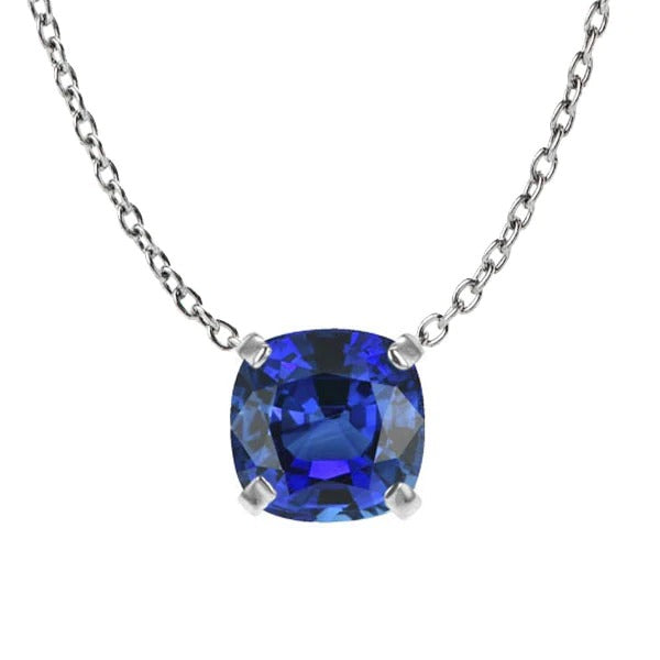 Kussen Ceylon Sapphire Solitaire hanger met ketting 3,50 karaat - harrychadent.nl