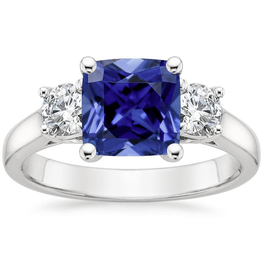 Kussen Ceylon Sapphire diamant 3 stenen ring 3,25 karaat - harrychadent.nl