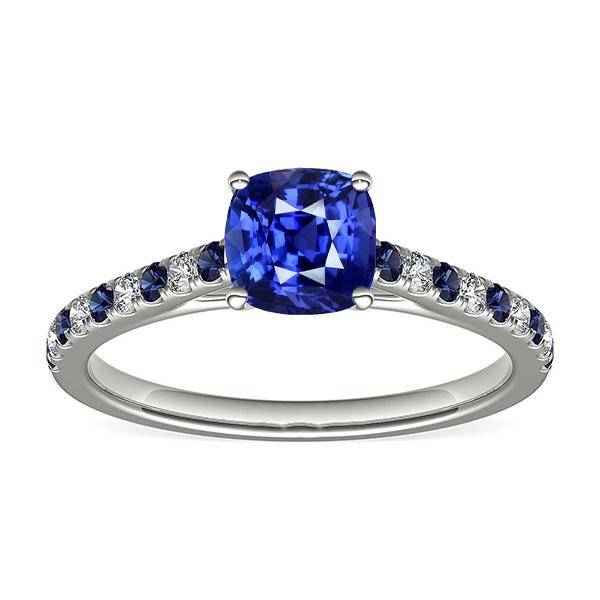 Kussen Edelsteen Ring Ronde Blauwe Saffier & Diamanten 2,50 Karaat - harrychadent.nl