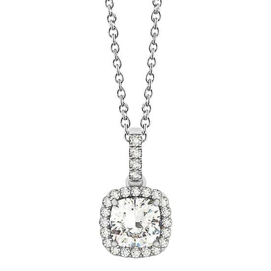 Kussen Halo Diamanten Hanger Zonder Collier 1,35 Karaat WG 14K - harrychadent.nl