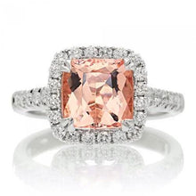 Afbeelding in Gallery-weergave laden, Kussen Morganite en diamant 27 kt ring wit goud 14k - harrychadent.nl
