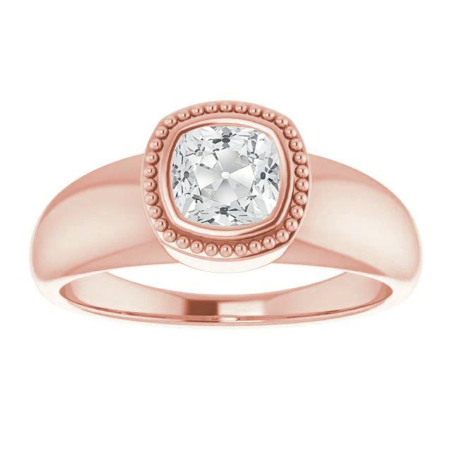 Kussen Old Miner Diamond Solitaire Ring Bezel Beaded Style 2 karaat - harrychadent.nl