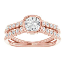 Kussen Old Miner Diamond Wedding Ring Bezel Set 4,25 karaat