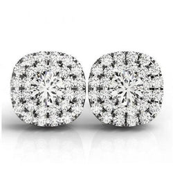 Kussen Ronde Center Diamond Halo Stud Oorbellen 2.60 Carat WG 14K